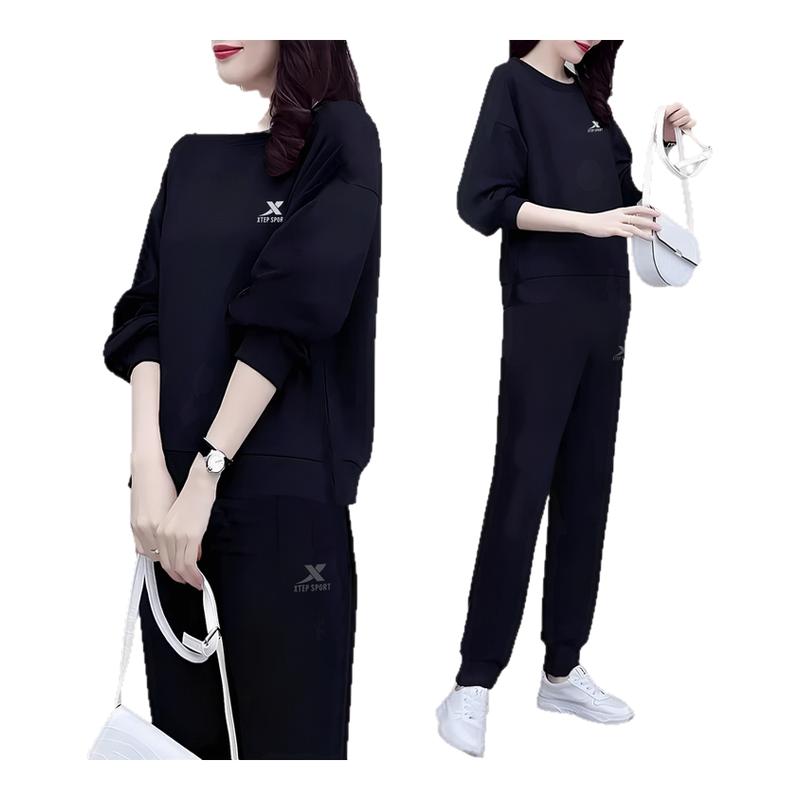 特步加绒运动套装女2025冬季新款