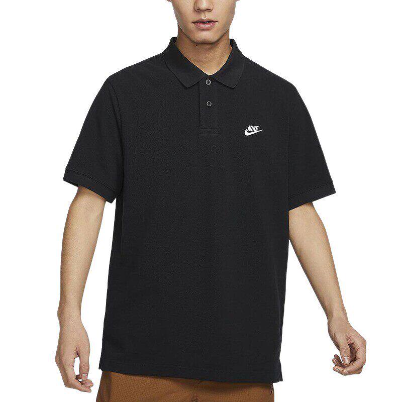 Nike耐克短袖POLO衫男夏新款刺绣运动休闲黑色棉质翻领T恤FN3895