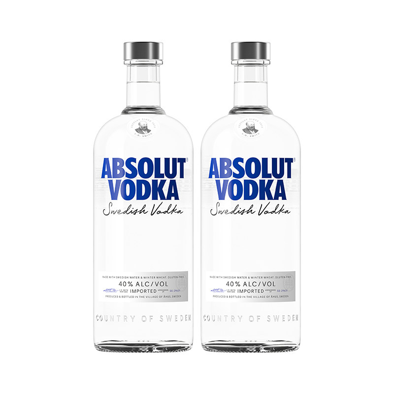 ABSOLUT/瑞典绝对伏特加经典原味1000ML双瓶原瓶进口洋酒调鸡尾酒