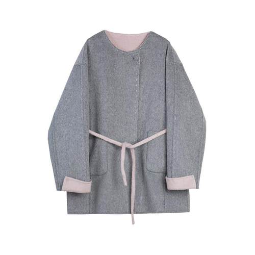 ELLE法式圆领毛呢外套