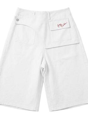 【超能小太阳】100%棉Juicy Couture橘滋休闲裤女白色刺绣七分裤