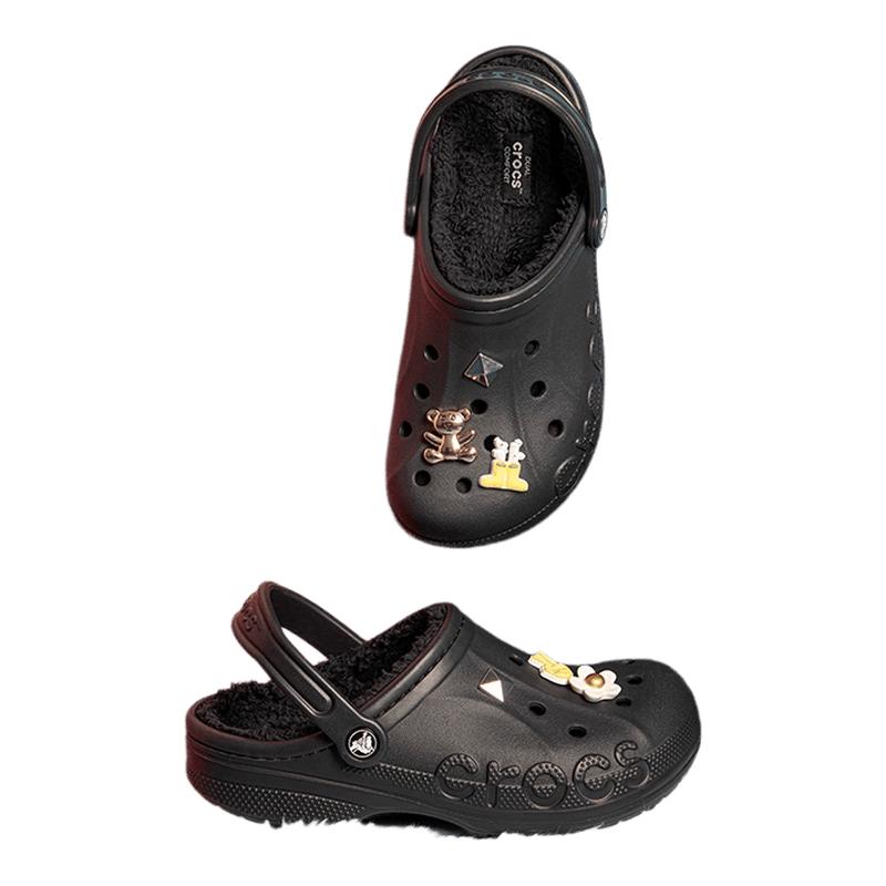 Crocs贝雅暖棉洞洞鞋棉拖鞋