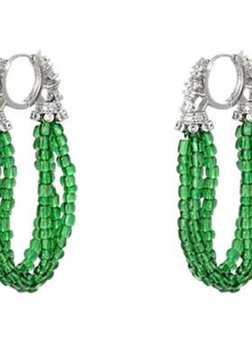 新中式气质绿色耳环女2026年新款国风耳扣复古高级感旗袍耳钉耳饰