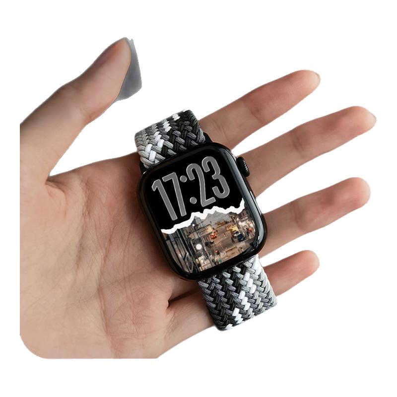 第一卫适用苹果手表表带S11新款iwatchS10编织磁吸applewatch尼龙S9男s8高级7女款运动SE3腕带ultra秋冬S6/5