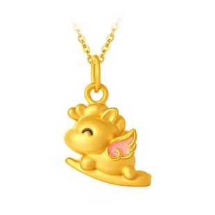 周大生黄金独角兽吊坠足金生肖马挂坠项链送女友妈妈生日节日礼物