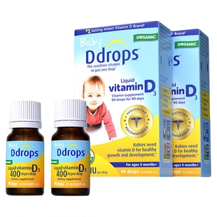 Ddrops滴卓思婴幼儿d3滴剂维生素d3宝宝补钙vd3DD小滴瓶400IU*2
