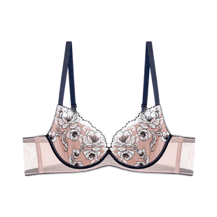 爱慕24SS繁花内衣女3/4薄杯无纺布大胸显小文胸AM12A481