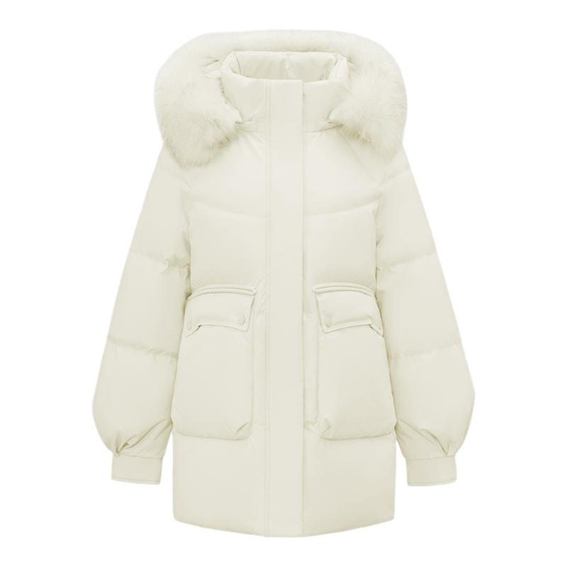 雪中飞2025冬新款女士短款羽绒服可拆帽狐狸毛领温暖甜美百搭