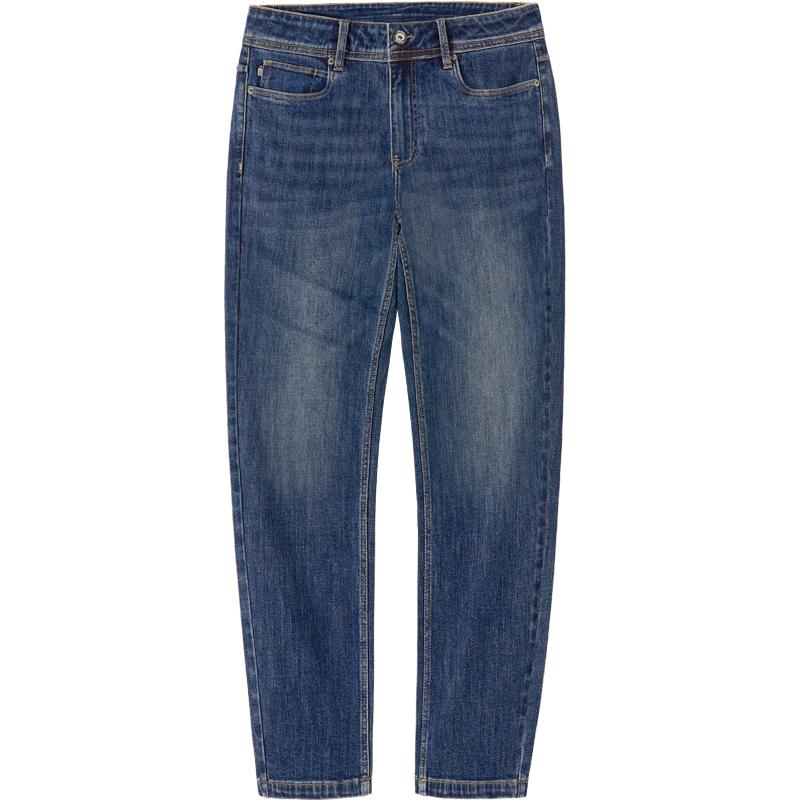 骆驼男装莱卡弹力牛仔裤男款直筒2025新款秋冬抑菌休闲加绒长裤子