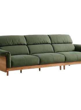 林氏家居橡木实木沙发客厅沙发新款猫抓布艺沙发原木色家具木业