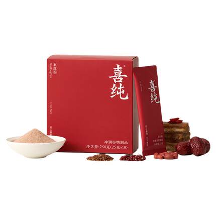 喜纯五红粉五红汤免煮即食早晚代餐粉红枣枸杞轻养谷物营养粉冲饮