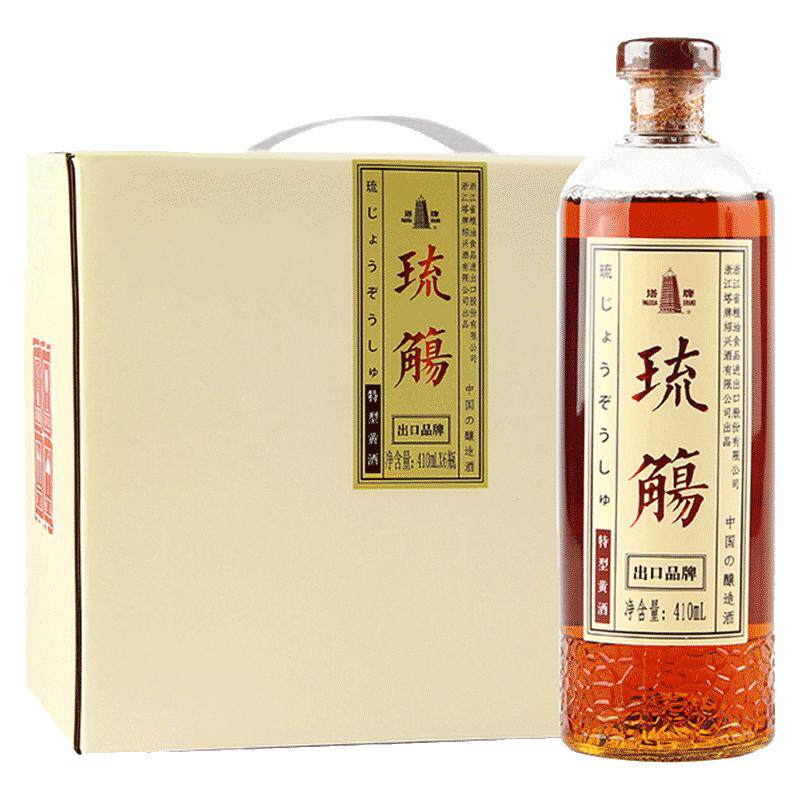 塔牌琉觞出口410ml*6瓶礼盒装八8年半甜型手工冬酿绍兴黄酒花雕酒