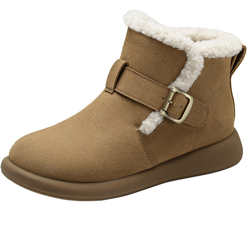 足力健女鞋官方正品雪地靴冬季保暖防寒鞋加绒加厚棉鞋短靴女靴子