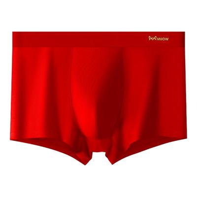 猫人本命年纯棉酒红四角裤