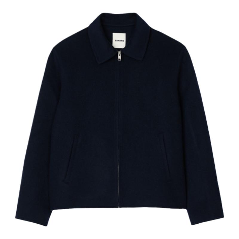 SANDRO男装简约深蓝色翻领外套