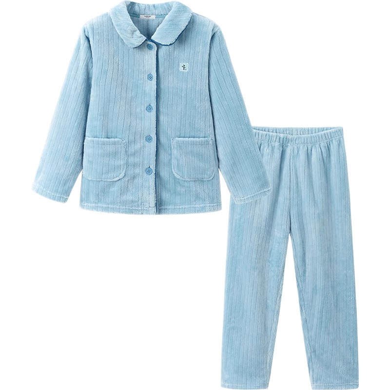 巴拉巴拉法兰绒儿童家居服套装冬
