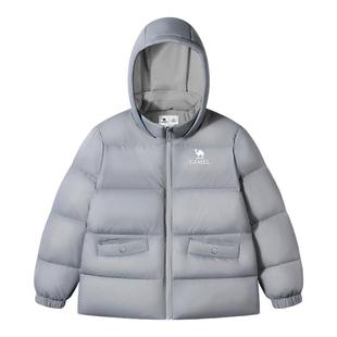 小骆驼儿童羽绒服2025新款 鸭绒加厚大童保暖连帽外套男女童面包服