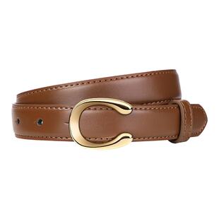 饰 带装 袋鼠女士皮带真皮纯牛皮高级感腰带女细韩版 潮流百搭牛仔裤