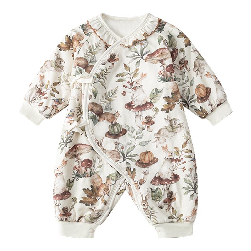 嫚熙婴儿连体衣夹棉连身衣宝宝衣服秋冬保暖加厚外出棉服爬服哈衣