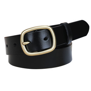 卡帝乐鳄鱼纯牛皮铜扣腰带女皮带时尚简约百搭真皮这针扣裤带