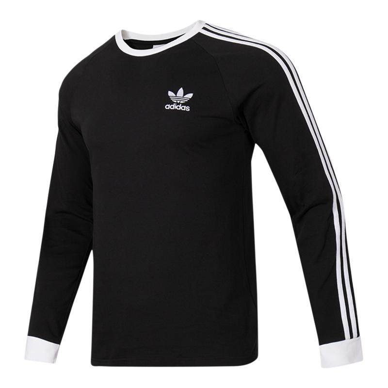 Adidas三叶草长袖T恤女装2026春季新款黑色宽松阿迪达斯上衣卫衣