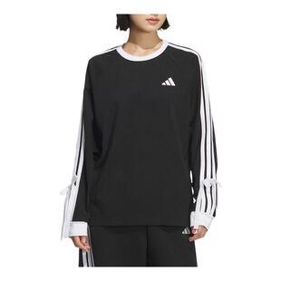 adidas阿迪达斯三条纹舞动系列上衣25秋女运动宽松长袖T恤 KG3858