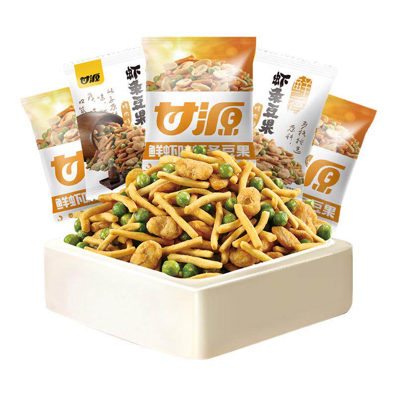 甘源鲜虾味虾条豆果小包装坚果炒货官方旗舰店解馋休闲零食品小吃