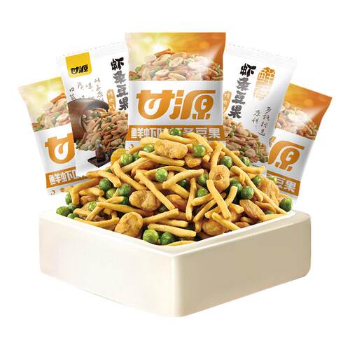 甘源鲜虾味虾条豆果小包装坚果炒货官方旗舰店解馋休闲零食品小吃