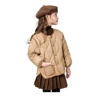 保暖外套冬款 罗蒙女童轻薄2025新款 洋气学生神器儿童羽绒服冬装