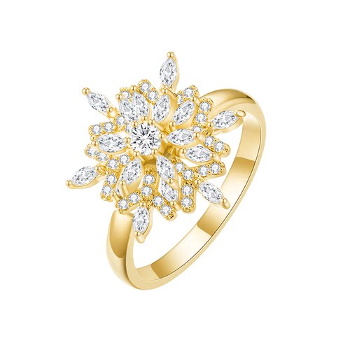 EAUFLORA雪花开口金银色戒指轻奢高级小众设计感女款闺蜜圣诞礼物