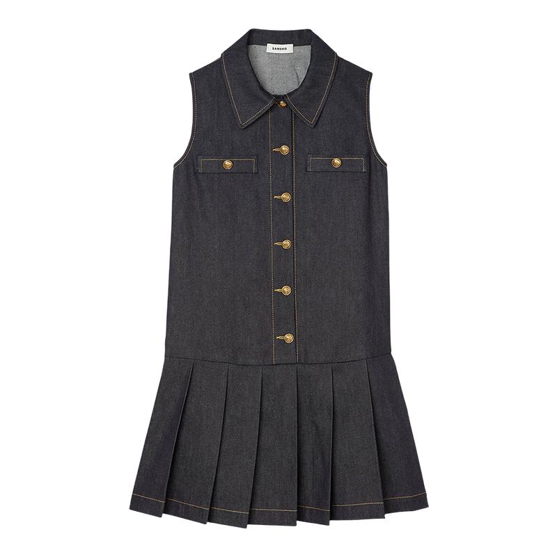 SANDRO女装法式牛百褶连衣裙