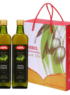 25年2月西班牙进口ABRIL艾伯瑞特级初榨橄榄油750ml*2瓶年货礼盒