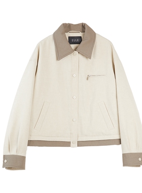 ELLE90白鸭绒撞色短款羽绒服女2025冬新款设计感保暖通勤夹克外套