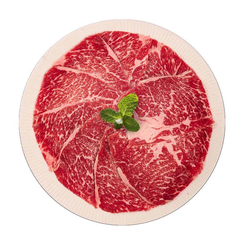 澳洲进口安格斯原切雪花牛肉片牛肉卷涮烤肥牛卷牛肉新鲜火锅食材