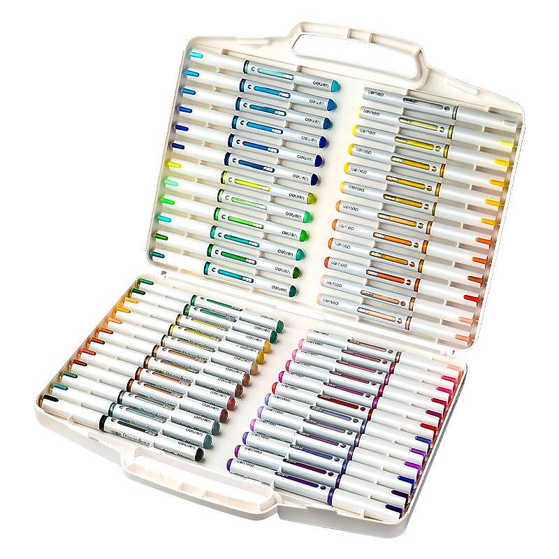 得力丙烯马克笔圆头不透色可叠色美术生专用小学生60色直液式丙烯笔画画笔幼儿园水彩笔软头颜色笔初中生专用