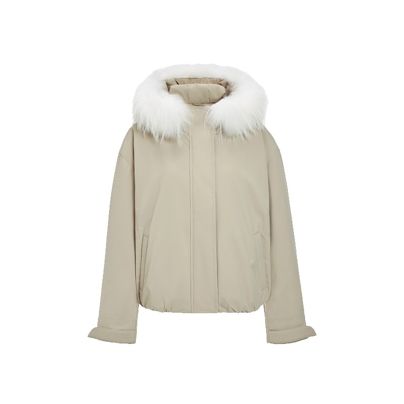 FIVE PLUS羽绒韩系卡其连帽毛领休闲工装羽绒外套2025新款女冬装,女装/女士精品,羽绒服,淘宝优惠券,粉丝福利购,淘宝优惠卷