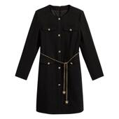 法式 YINER音儿专选冬季 女装 小黑裙金属腰链收腰连衣裙