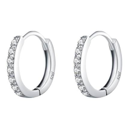 MODIAN摩典莫桑钻S925纯银简约排钻耳圈女小众日常通勤百搭耳饰