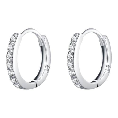 摩典莫桑钻925银排钻小众耳圈女