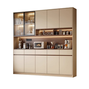 餐边柜靠墙一体实木柜子储物柜2025新爆款玻璃门客厅茶水柜定制