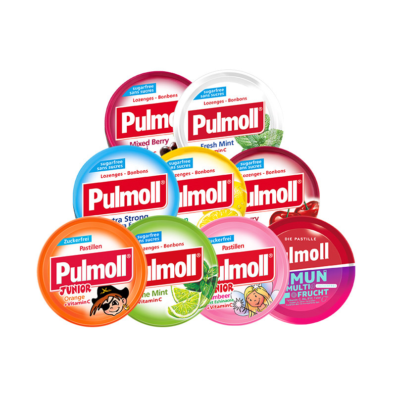 德国进口pulmoll飚摩无糖润喉糖护嗓草本维生素C薄荷糖提神硬糖