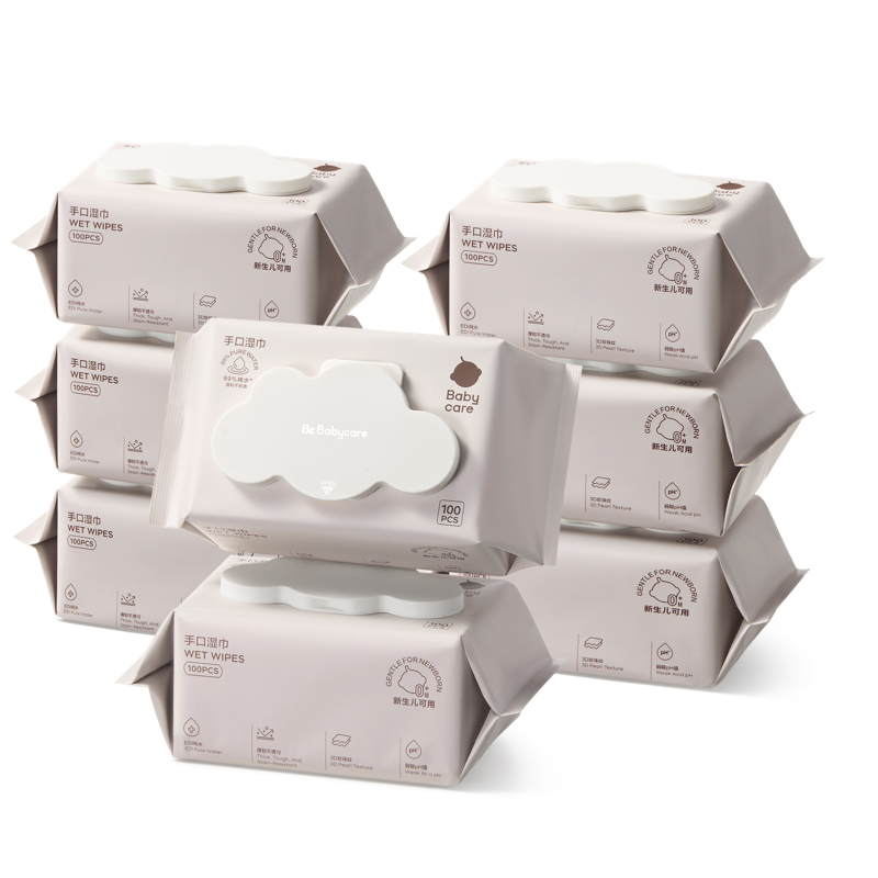 babycare粉盖湿巾婴幼儿手口湿巾100抽大包装清洁湿巾加厚湿纸巾,婴童用品,普通婴童湿巾,淘宝优惠券,粉丝福利购,淘宝优惠卷
