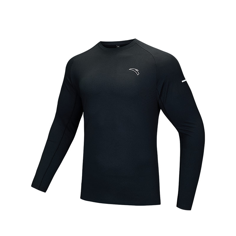 安踏运动长袖男款冬季新款运动速干衣跑步长T休闲上衣健身训练服