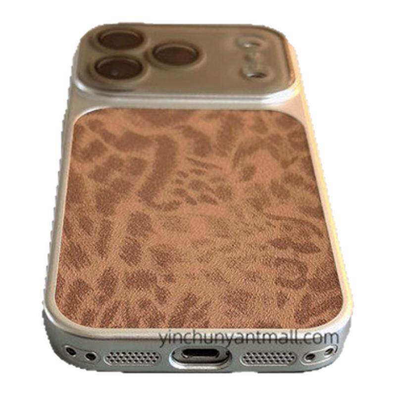 棕色豹纹适用苹果17promax手机壳半软16Pro磨砂15pro简约16高级感iPhone15超好看防摔新款17pro全包16男女