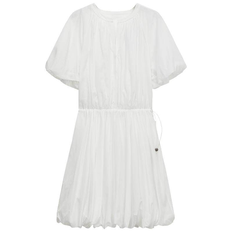 OCHIRLY欧时力 轻薄纯棉花苞裙A字连衣裙裙子收腰抽绳夏