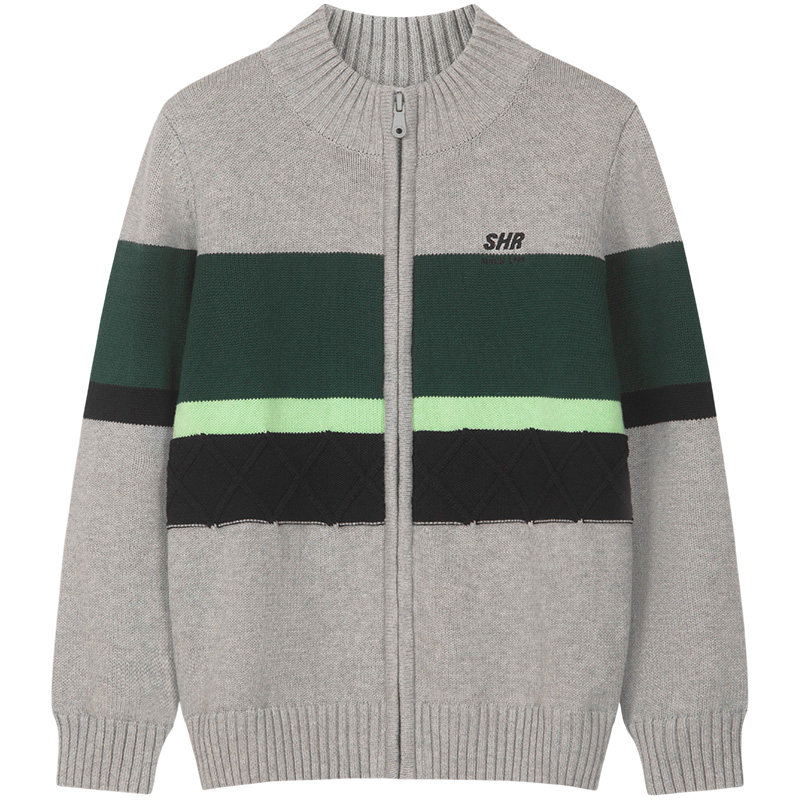 水孩儿儿童毛衣中大童春秋冬装男童宝宝女童针织开衫厚立领线衣