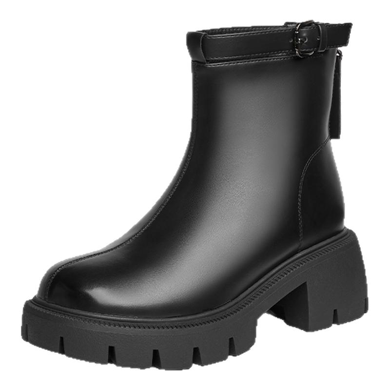 卓诗尼秋冬季加绒百搭短靴子