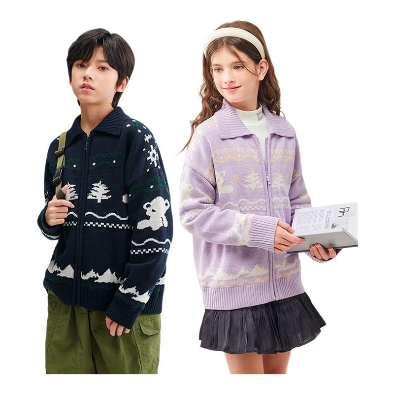 水孩儿男女童圣诞风针织开衫毛衣