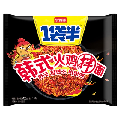 今麦郎一袋半韩式火鸡面袋装整箱干拌面泡面爽辣过瘾方便面条夜宵
