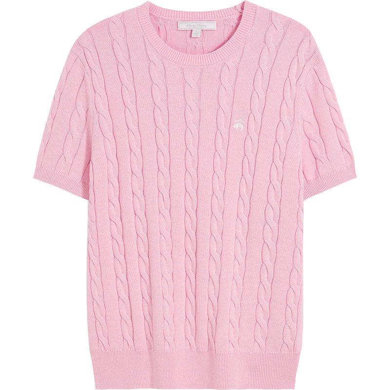 布克兄弟25女士绞花针织短袖